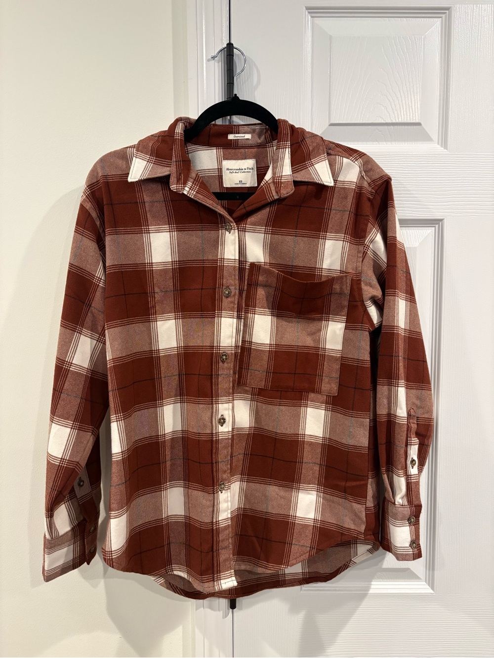 Abercrombie & Fitch Rust and White Plaid Button-Down Shirt